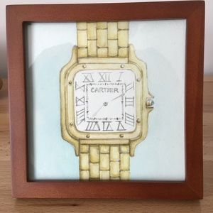 5x5frame OriginalWatercolor painting/Cartier watch